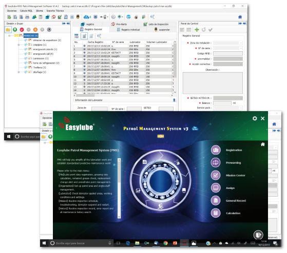 Software de rutas de inspección de  lubricación PMS